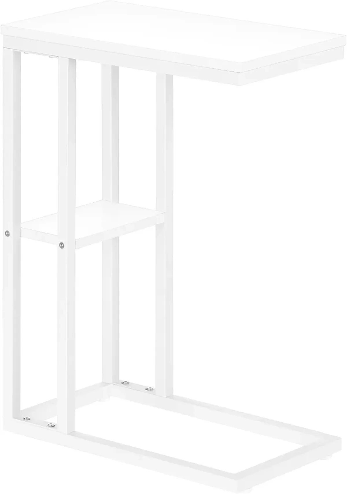 Accent Table, C-Shaped, End, Side, Snack, Living Room, Bedroom, Metal, Laminate, White, Contemporary, Modern