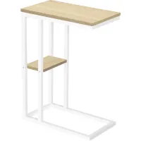 Accent Table, C-Shaped, End, Side, Snack, Living Room, Bedroom, Metal, Laminate, Natural, White, Contemporary, Modern