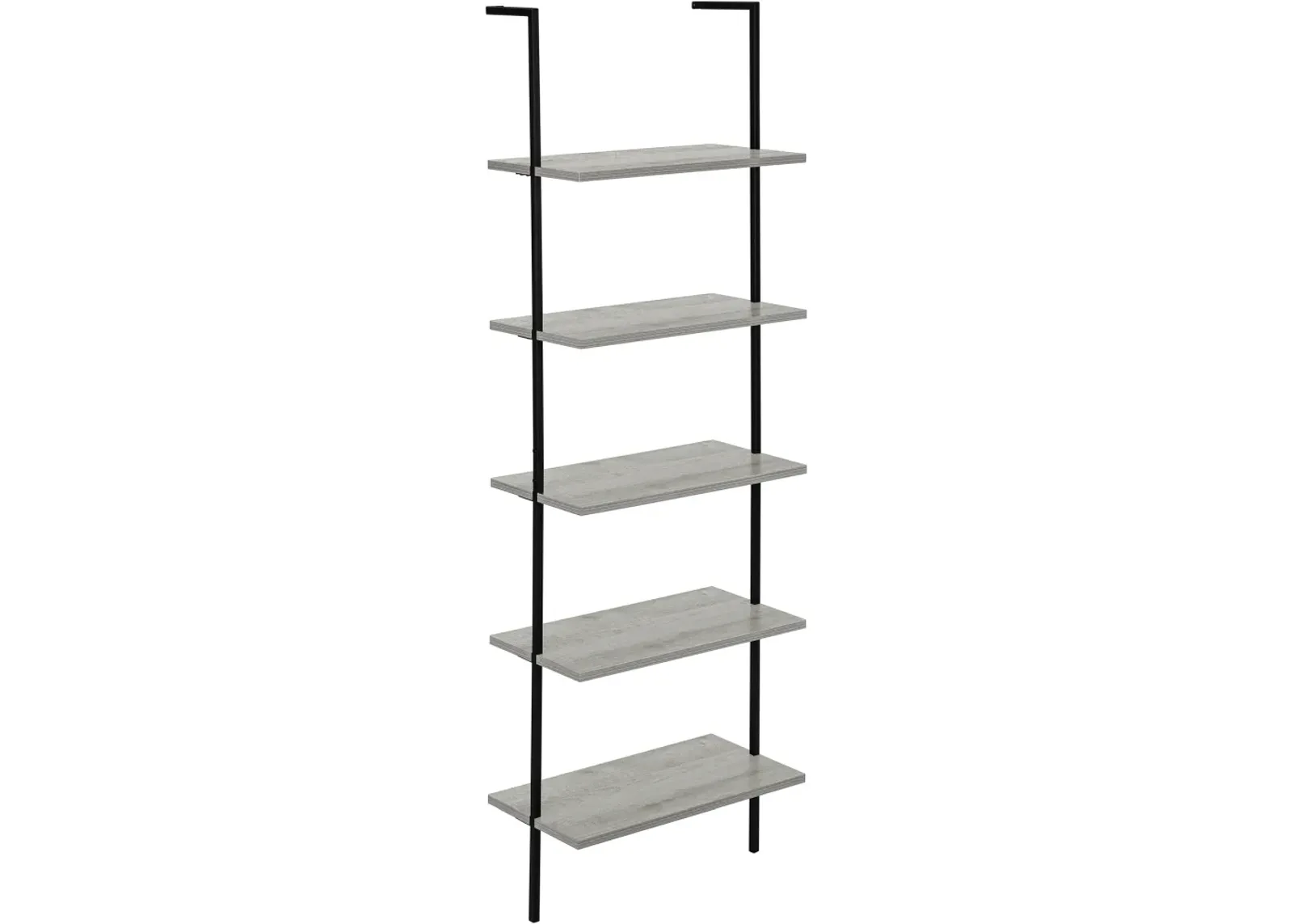 Bookshelf, Bookcase, Etagere, Ladder, 5 Tier, 72"H, Office, Bedroom, Metal, Laminate, Grey, Black, Contemporary, Modern