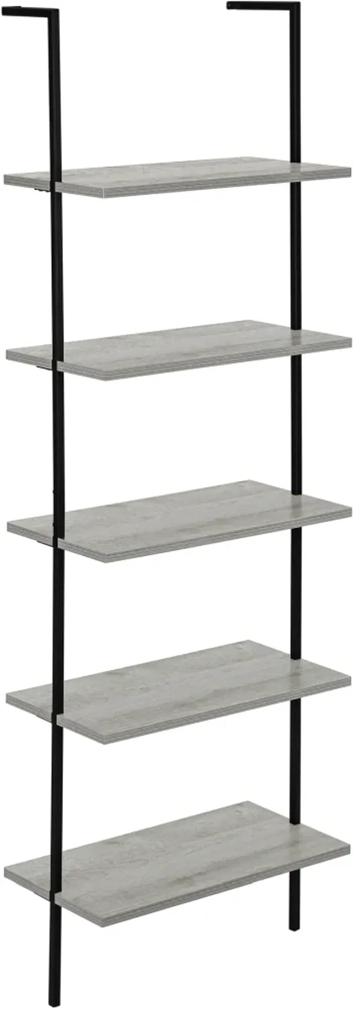 Bookshelf, Bookcase, Etagere, Ladder, 5 Tier, 72"H, Office, Bedroom, Metal, Laminate, Grey, Black, Contemporary, Modern