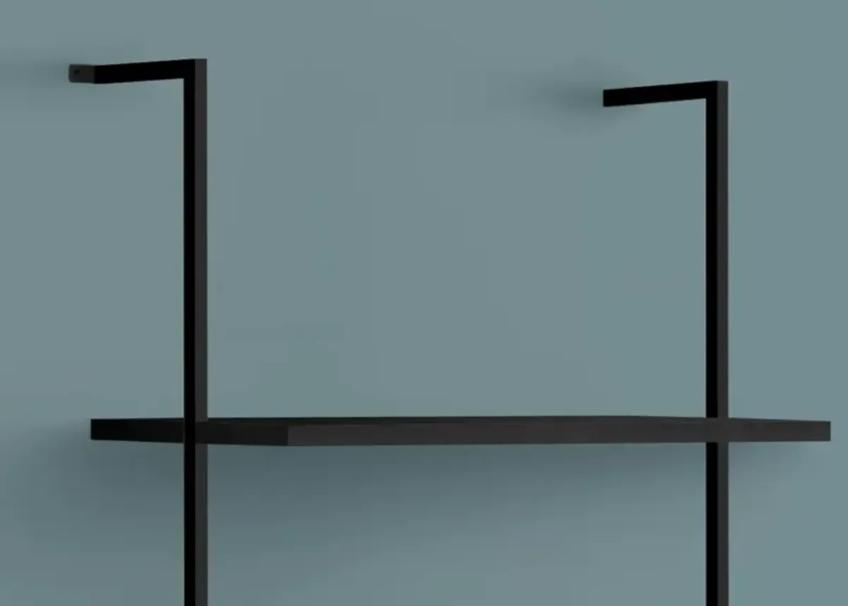 Bookshelf, Bookcase, Etagere, Ladder, 5 Tier, 72"H, Office, Bedroom, Metal, Laminate, Black, Contemporary, Modern
