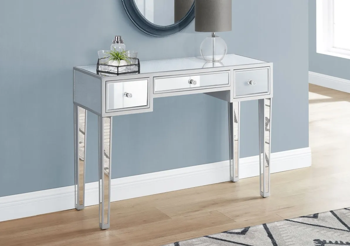 Accent Table, Console, Entryway, Narrow, Sofa, Storage Drawer, Living Room, Bedroom, Mirror, Grey, Clear, Transitional