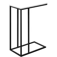 Accent Table, C-Shaped, End, Side, Snack, Living Room, Bedroom, Metal, Laminate, White, Black, Contemporary, Modern