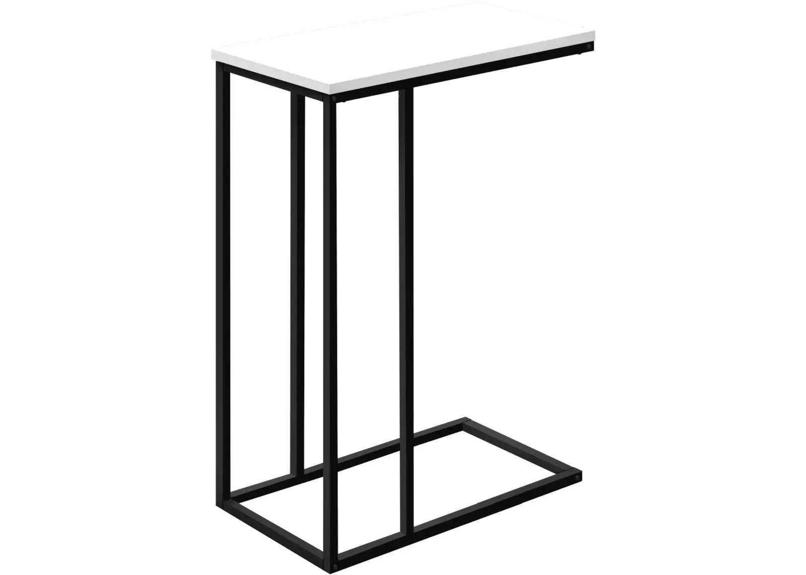 Accent Table, C-Shaped, End, Side, Snack, Living Room, Bedroom, Metal, Laminate, White, Black, Contemporary, Modern