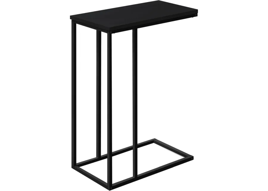 Accent Table, C-Shaped, End, Side, Snack, Living Room, Bedroom, Metal, Laminate, Black, Contemporary, Modern