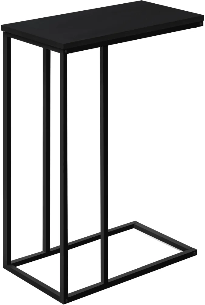 Accent Table, C-Shaped, End, Side, Snack, Living Room, Bedroom, Metal, Laminate, Black, Contemporary, Modern