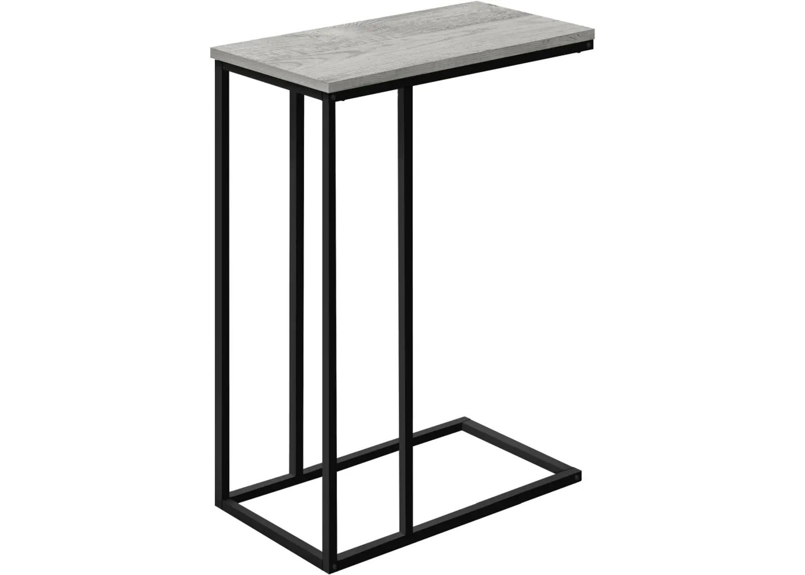 Accent Table, C-Shaped, End, Side, Snack, Living Room, Bedroom, Metal, Laminate, Grey, Black, Contemporary, Modern