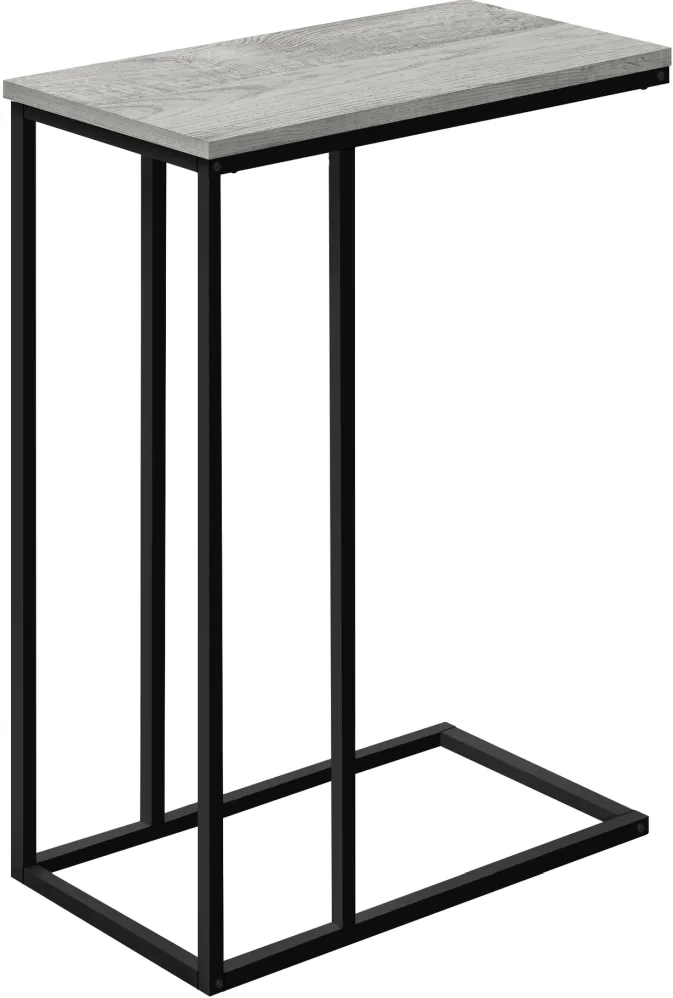 Accent Table, C-Shaped, End, Side, Snack, Living Room, Bedroom, Metal, Laminate, Grey, Black, Contemporary, Modern