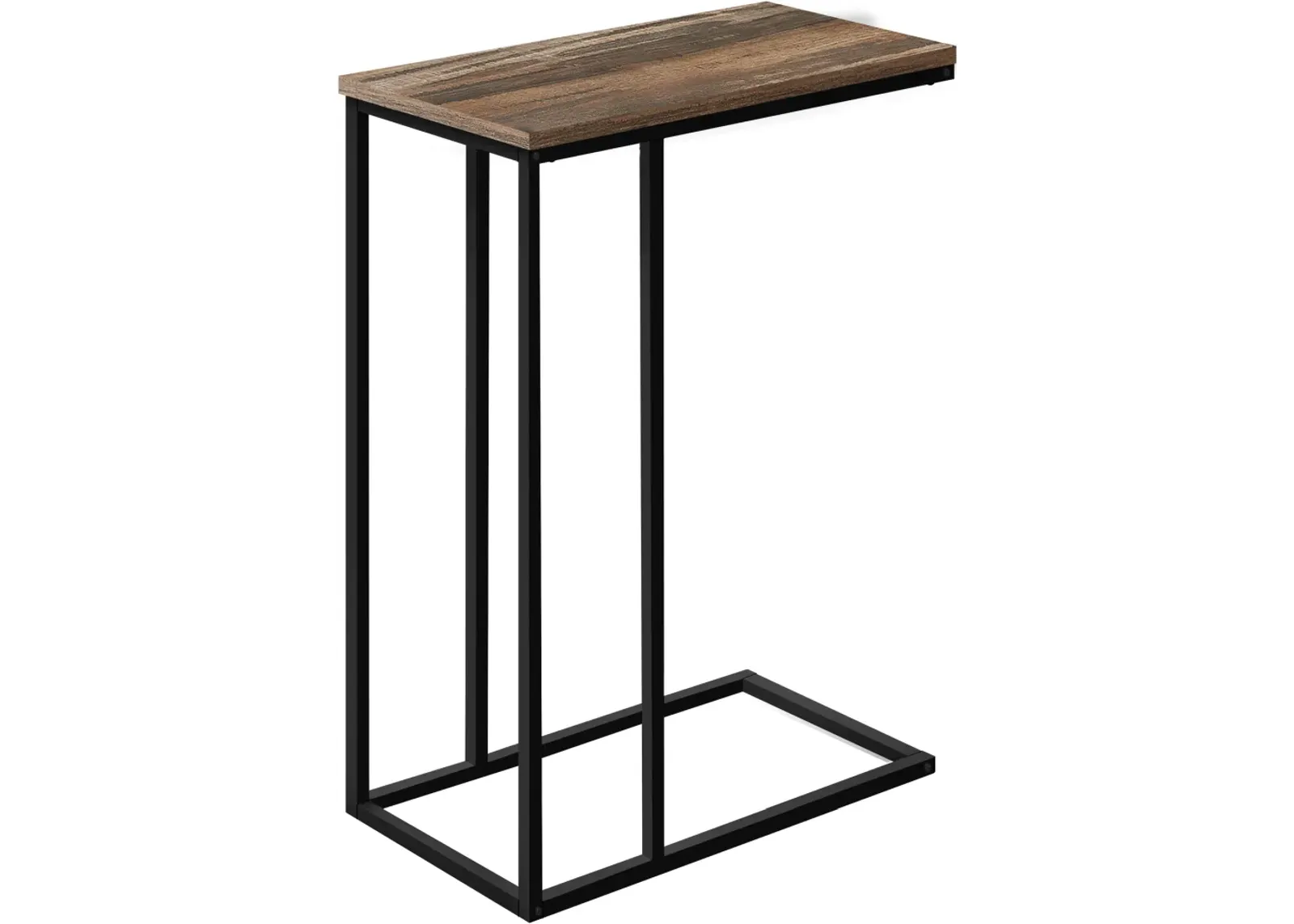 Accent Table, C-Shaped, End, Side, Snack, Living Room, Bedroom, Metal, Laminate, Brown, Black, Contemporary, Modern