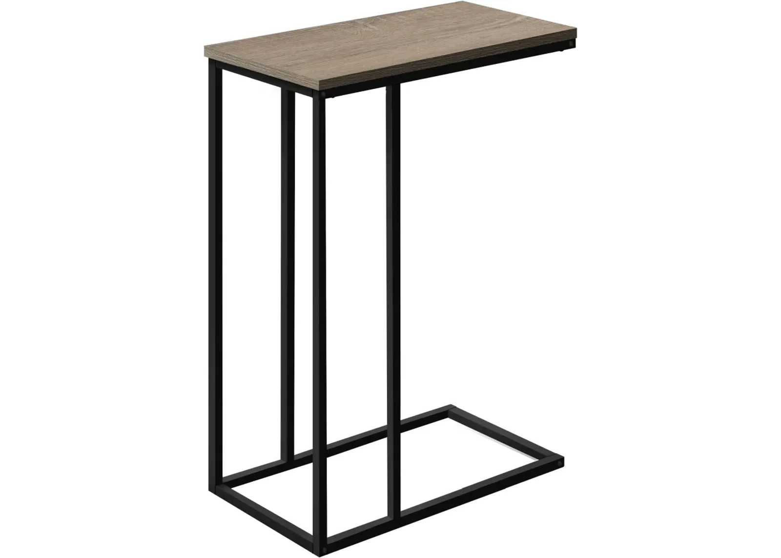 Accent Table, C-Shaped, End, Side, Snack, Living Room, Bedroom, Metal, Laminate, Brown, Black, Contemporary, Modern