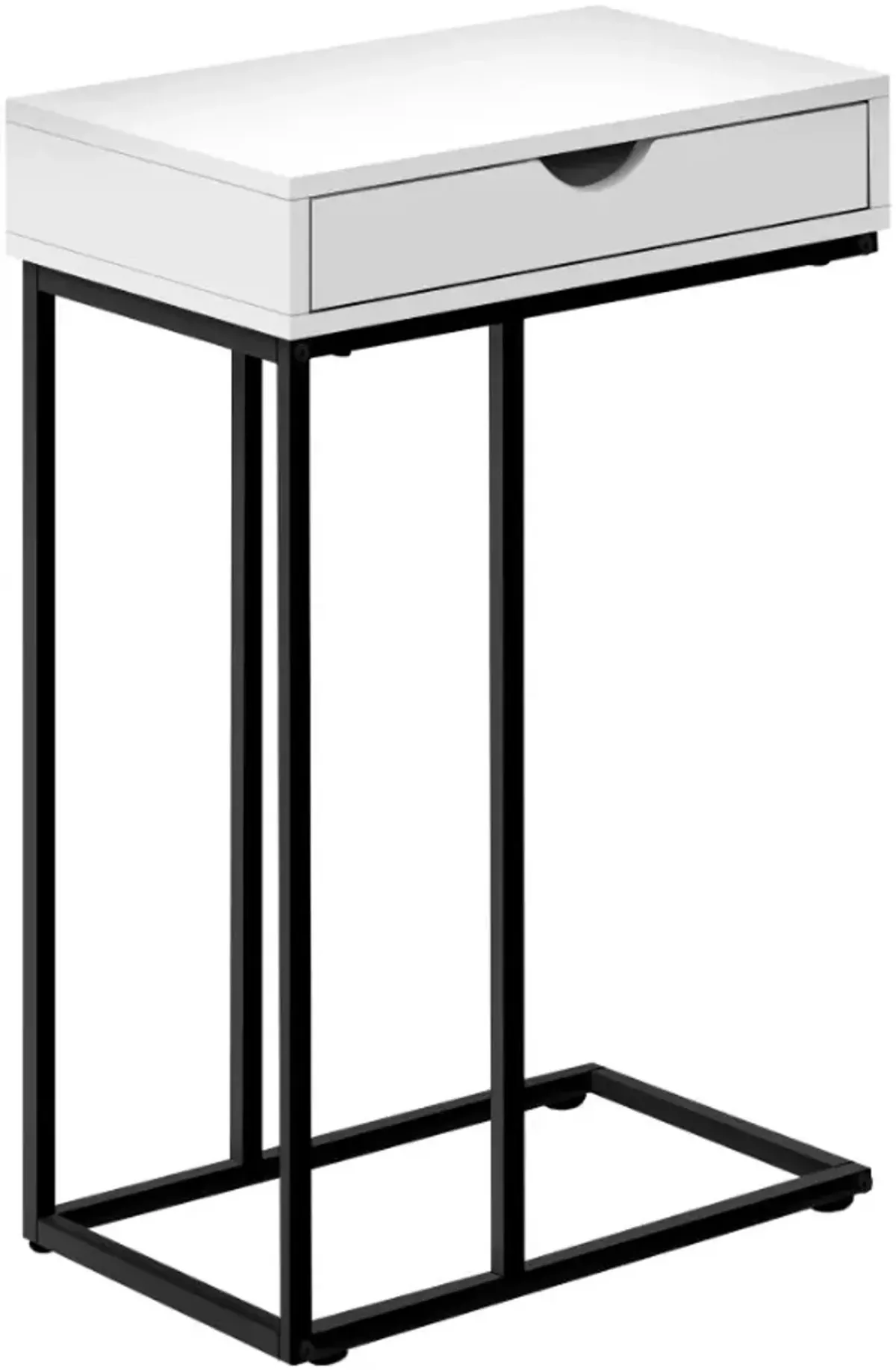 Monarch Specialties Inc. White 25"H Drawer C Table with Black Metal Base