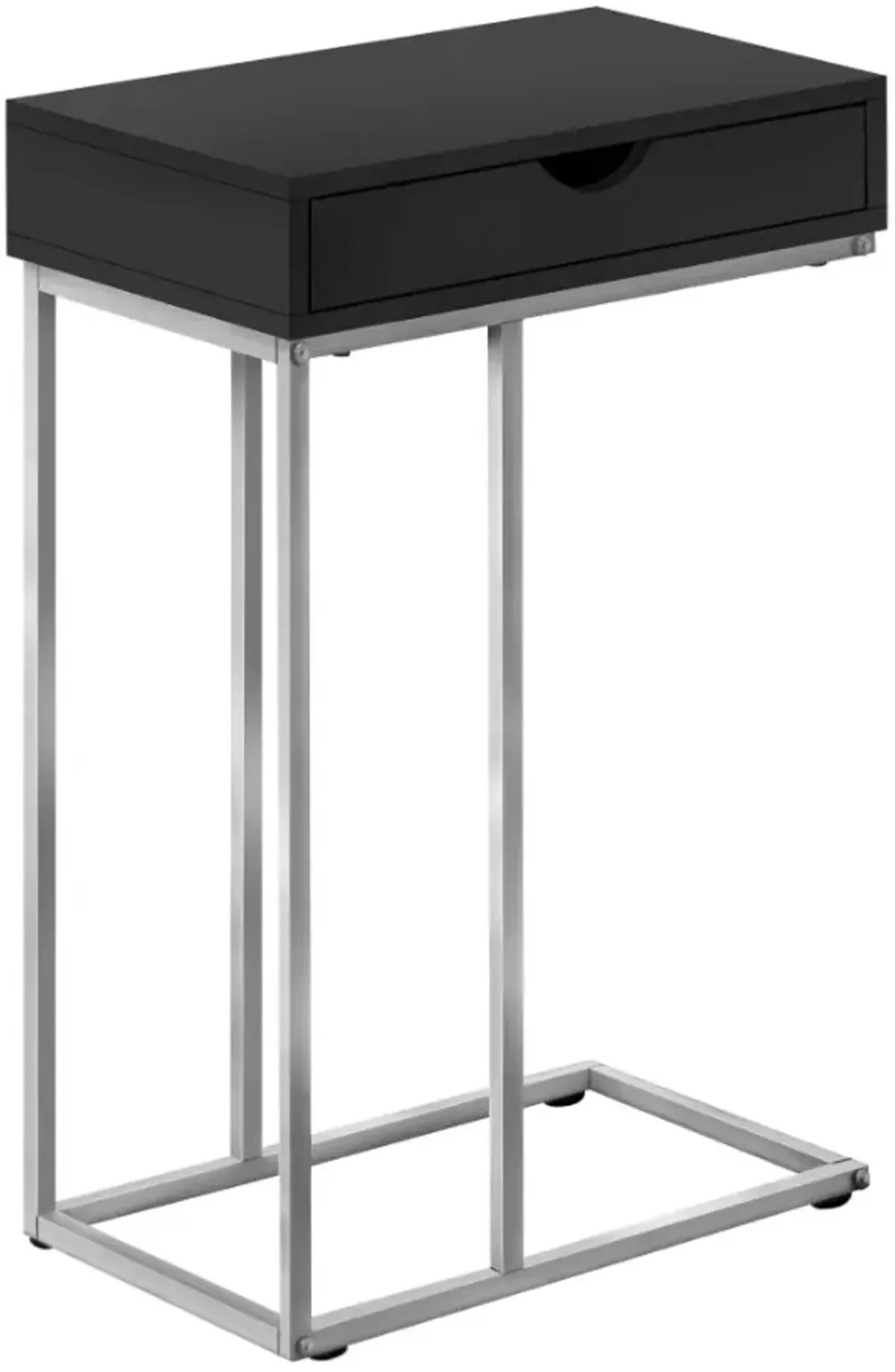 Monarch Specialties Inc. Black 25"H Drawer C Table with Silver Metal Base