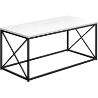 Coffee Table, Accent, Cocktail, Rectangular, Living Room, 40"L, Metal, Laminate, White, Black, Contemporary, Modern