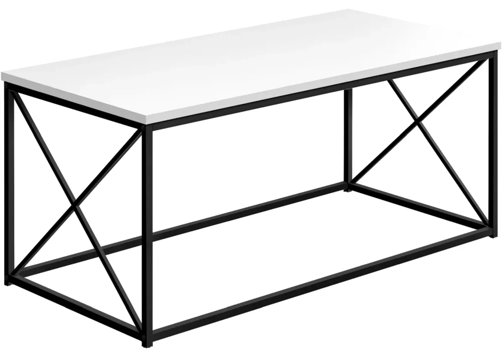 Coffee Table, Accent, Cocktail, Rectangular, Living Room, 40"L, Metal, Laminate, White, Black, Contemporary, Modern