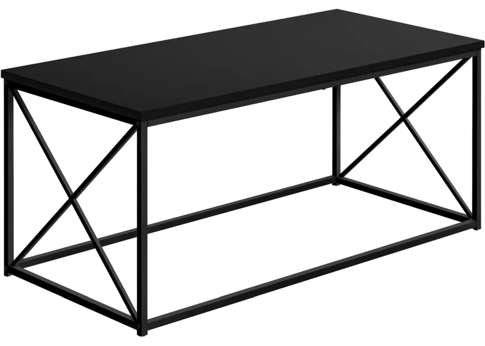 Coffee Table, Accent, Cocktail, Rectangular, Living Room, 40"L, Metal, Laminate, Black, Contemporary, Modern