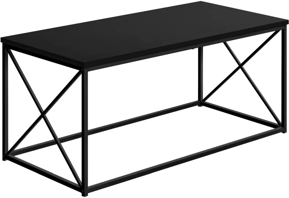 Coffee Table, Accent, Cocktail, Rectangular, Living Room, 40"L, Metal, Laminate, Black, Contemporary, Modern