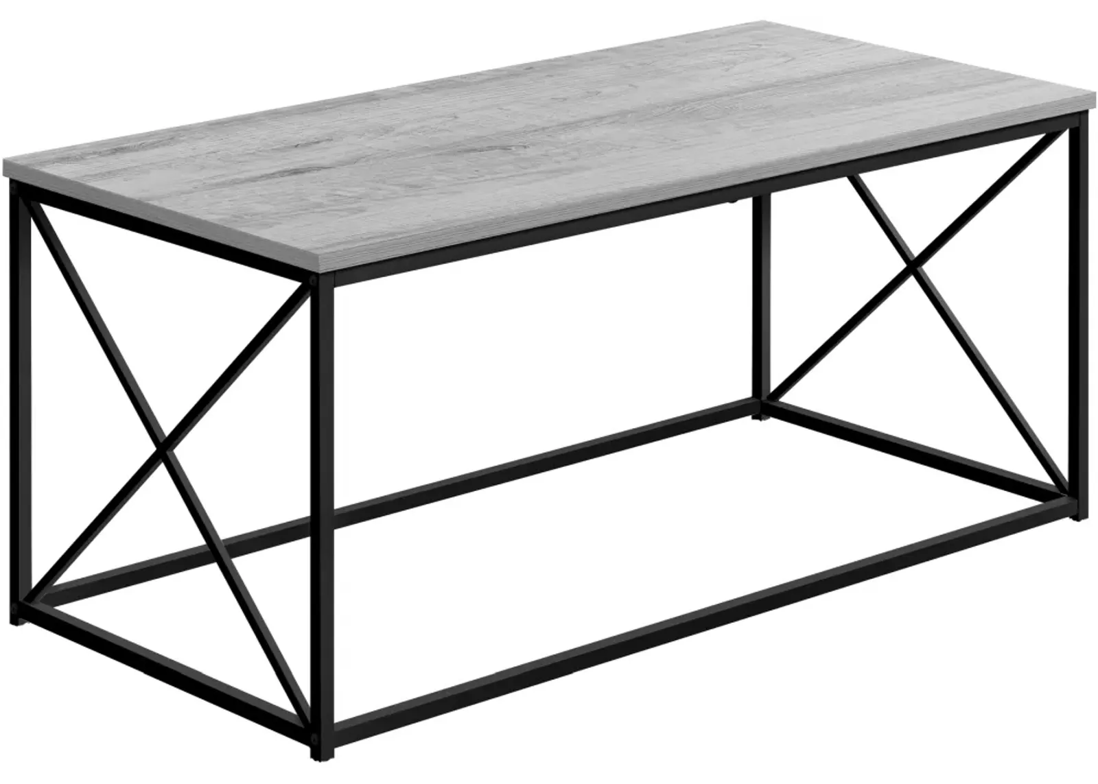 Coffee Table, Accent, Cocktail, Rectangular, Living Room, 40"L, Metal, Laminate, Grey, Black, Contemporary, Modern