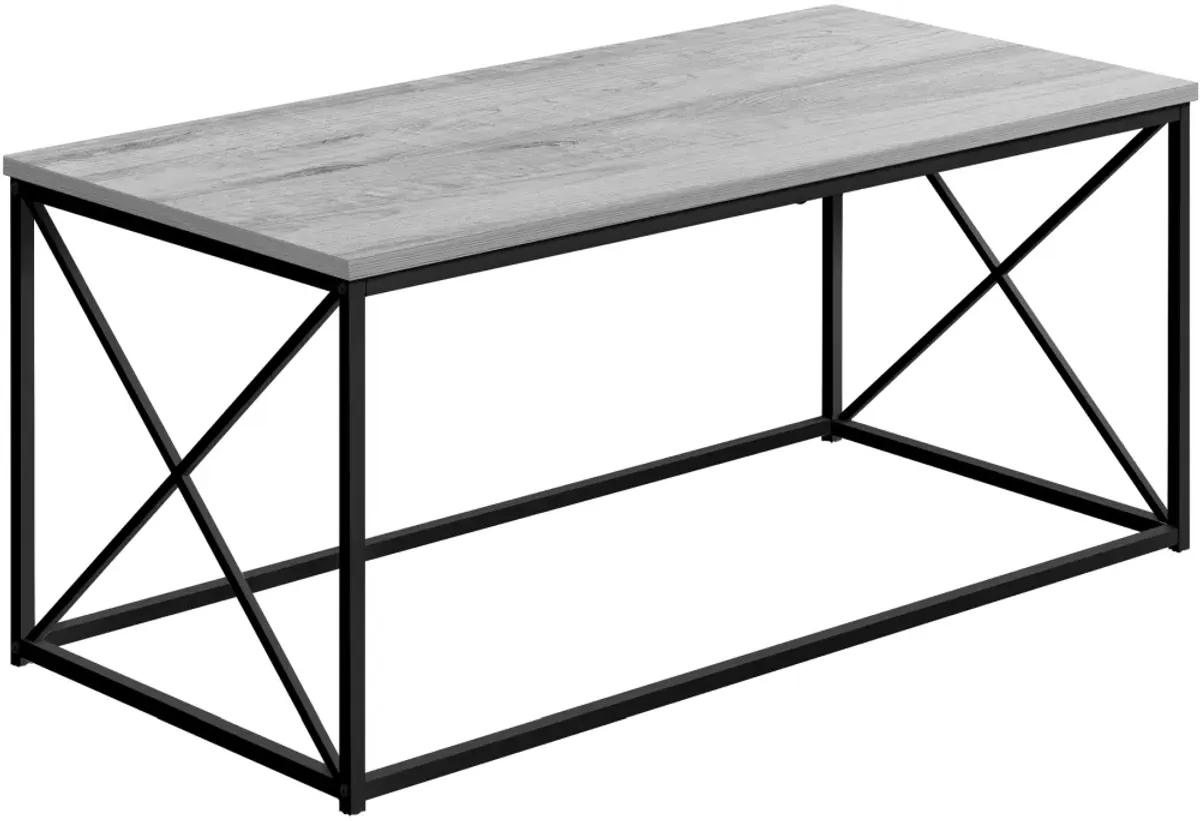 Coffee Table, Accent, Cocktail, Rectangular, Living Room, 40"L, Metal, Laminate, Grey, Black, Contemporary, Modern