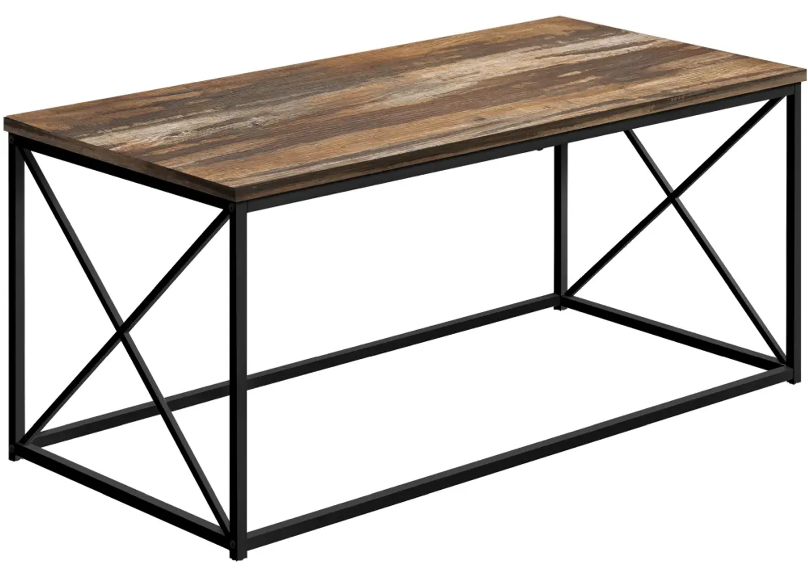 Coffee Table, Accent, Cocktail, Rectangular, Living Room, 40"L, Metal, Laminate, Brown, Black, Contemporary, Modern