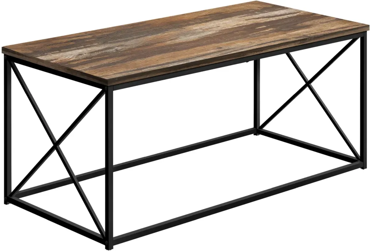 Coffee Table, Accent, Cocktail, Rectangular, Living Room, 40"L, Metal, Laminate, Brown, Black, Contemporary, Modern