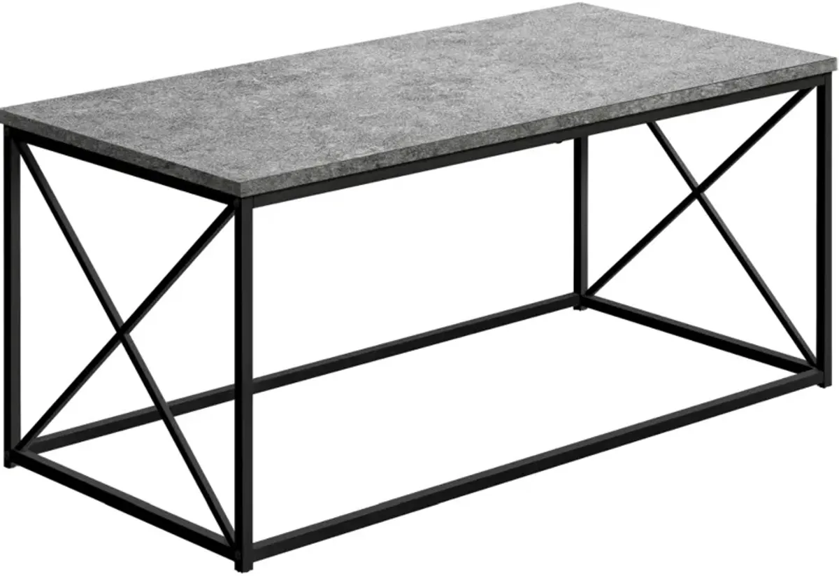 Coffee Table, Accent, Cocktail, Rectangular, Living Room, 40"L, Metal, Laminate, Grey, Black, Contemporary, Modern