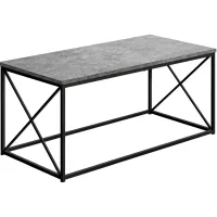Coffee Table, Accent, Cocktail, Rectangular, Living Room, 40"L, Metal, Laminate, Grey, Black, Contemporary, Modern
