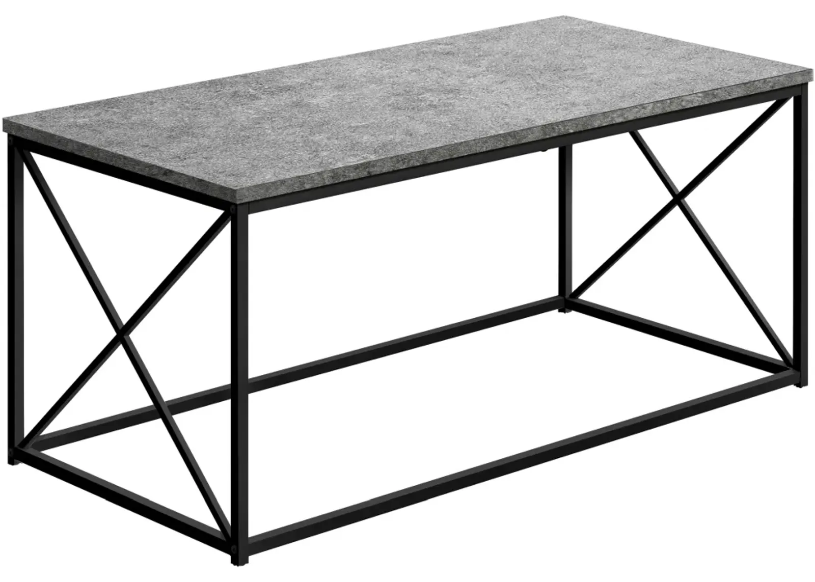 Coffee Table, Accent, Cocktail, Rectangular, Living Room, 40"L, Metal, Laminate, Grey, Black, Contemporary, Modern