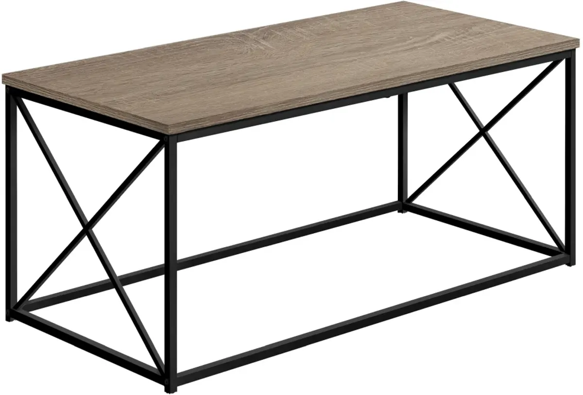 Coffee Table, Accent, Cocktail, Rectangular, Living Room, 40"L, Metal, Laminate, Brown, Black, Contemporary, Modern