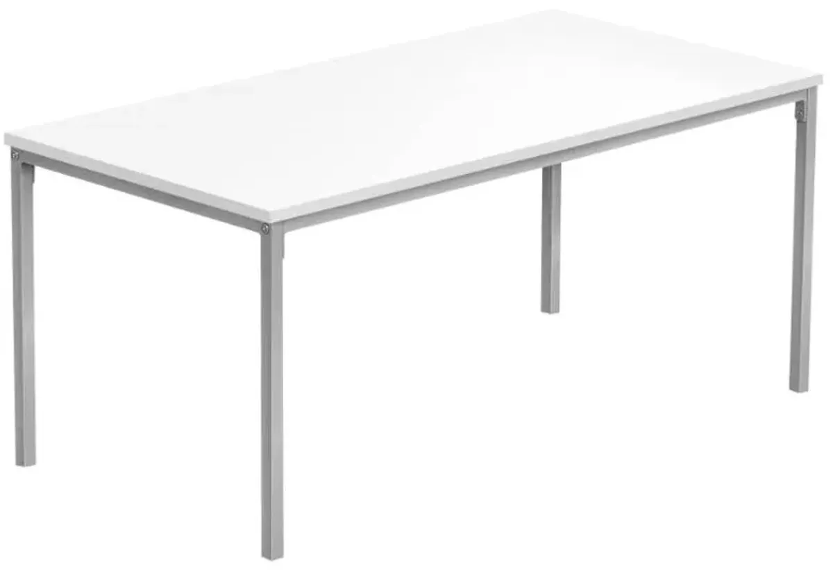 Monarch Specialties Inc. White 40"L Coffee Table with Silver Metal Legs