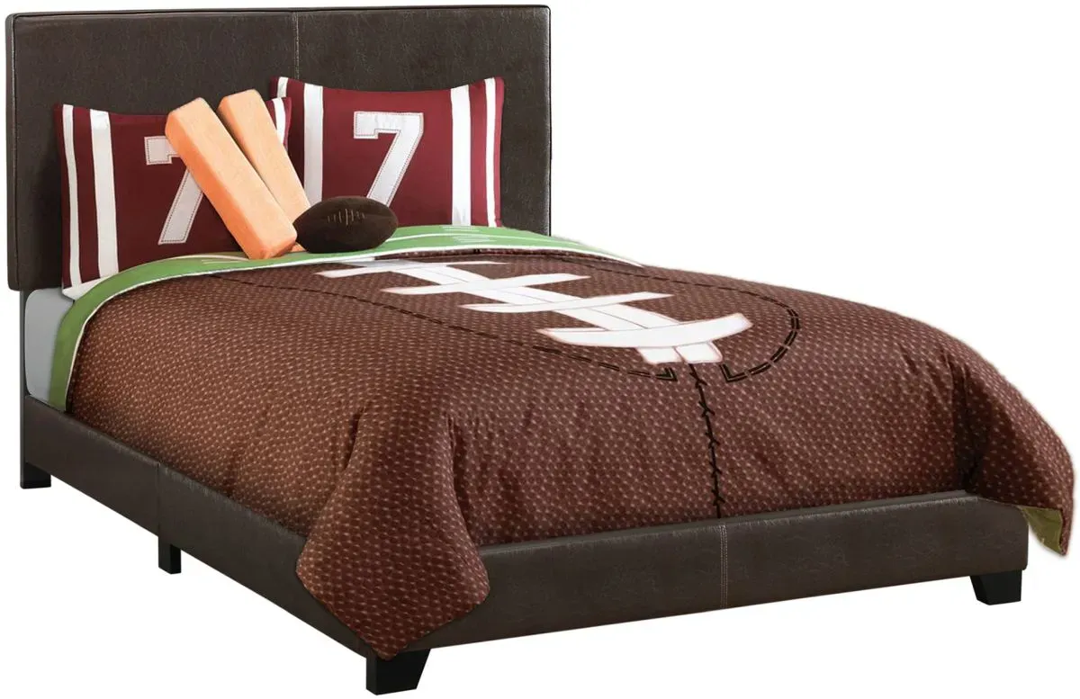 Bed, Full Size, Platform, Bedroom, Frame, Upholstered, Pu Leather Look, Wood Legs, Brown, Transitional