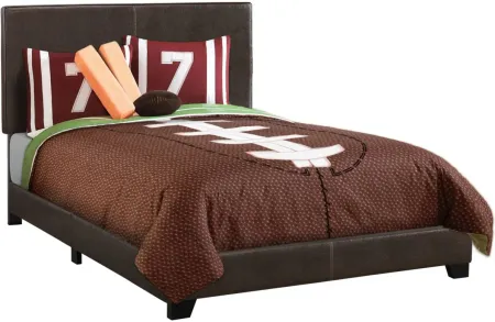 Bed, Full Size, Platform, Bedroom, Frame, Upholstered, Pu Leather Look, Wood Legs, Brown, Transitional