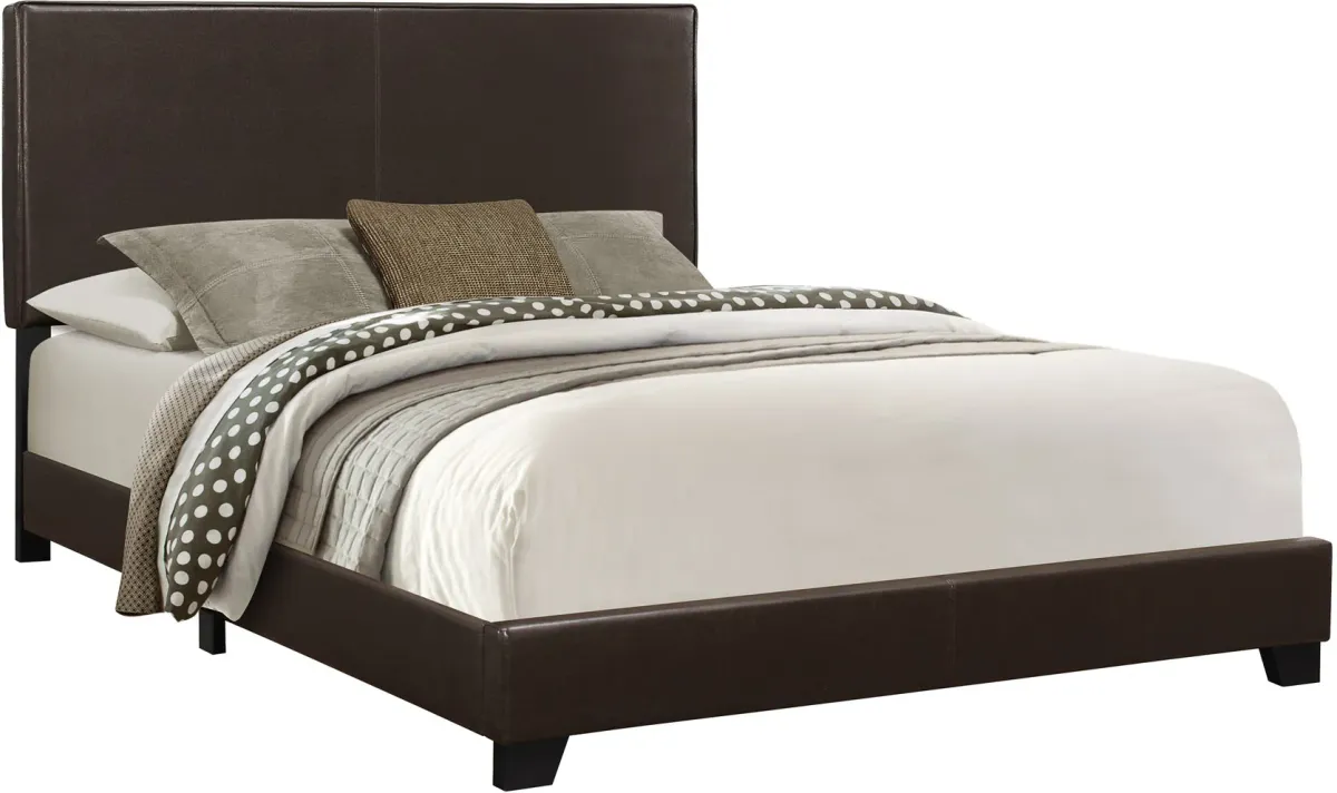 Bed, Queen Size, Platform, Bedroom, Frame, Upholstered, Pu Leather Look, Wood Legs, Brown, Transitional