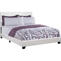 Bed, Queen Size, Platform, Bedroom, Frame, Upholstered, Pu Leather Look, Wood Legs, White, Transitional