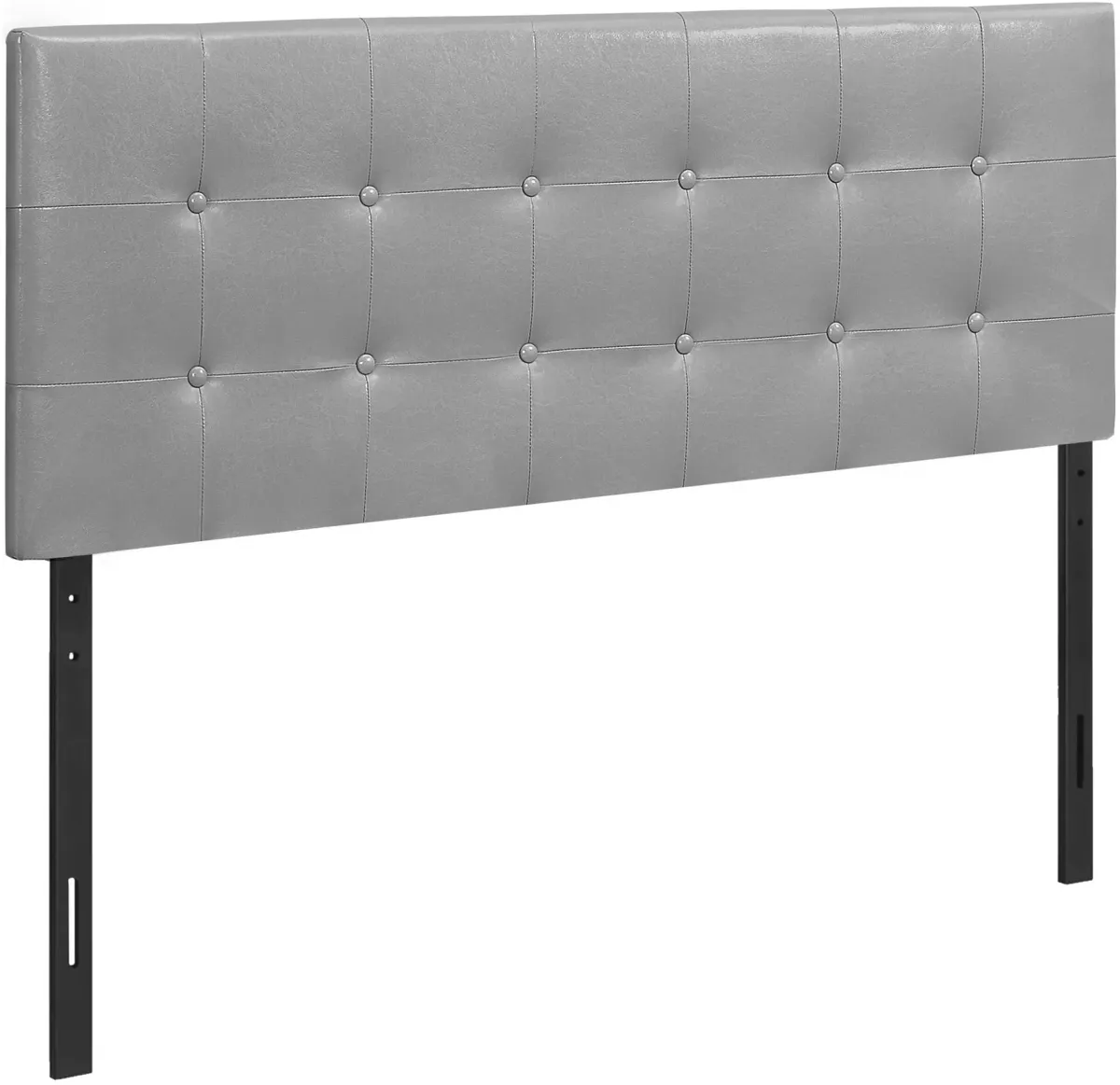 Bed, Headboard Only, Full Size, Bedroom, Upholstered, Pu Leather Look, Grey, Transitional