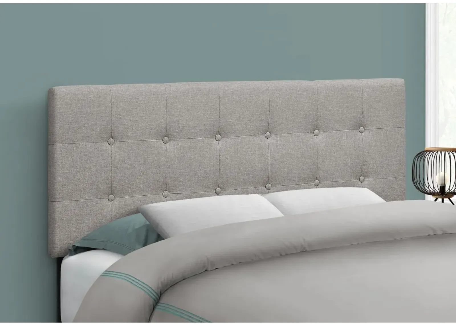 Bed, Headboard Only, Full Size, Bedroom, Upholstered, Linen Look, Grey, Transitional