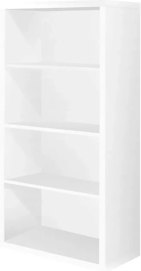 Bookshelf, Bookcase, Etagere, 5 Tier, 48"H, Office, Bedroom, Laminate, White, Contemporary, Modern
