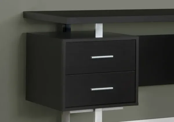 Computer Desk, Home Office, Laptop, Left, Right Set-Up, Storage Drawers, 60"L, Work, Metal, Laminate, Brown, Grey, Contemporary, Modern