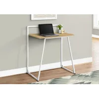 Computer Desk, Home Office, Laptop, 30"L, Work, Metal, Laminate, Natural, White, Contemporary, Modern