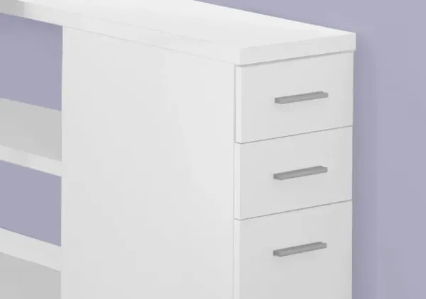 Computer Desk, Home Office, Corner, Left, Right Set-Up, Storage Drawers, L Shape, Work, Laptop, Metal, Laminate, White, Grey, Contemporary, Modern