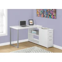 Computer Desk, Home Office, Corner, Left, Right Set-Up, Storage Drawers, L Shape, Work, Laptop, Metal, Laminate, White, Grey, Contemporary, Modern