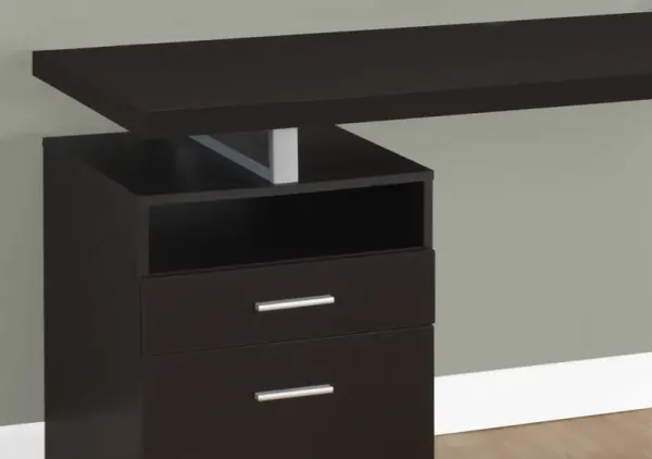 Computer Desk, Home Office, Laptop, Left, Right Set-Up, Storage Drawers, 60"L, Work, Metal, Laminate, Brown, Grey, Contemporary, Modern