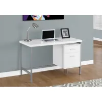 Computer Desk, Home Office, Laptop, Left, Right Set-Up, Storage Drawers, 48"L, Work, Metal, Laminate, White, Grey, Contemporary, Modern