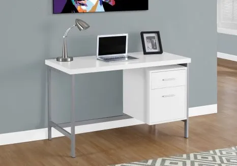 Computer Desk, Home Office, Laptop, Left, Right Set-Up, Storage Drawers, 48"L, Work, Metal, Laminate, White, Grey, Contemporary, Modern
