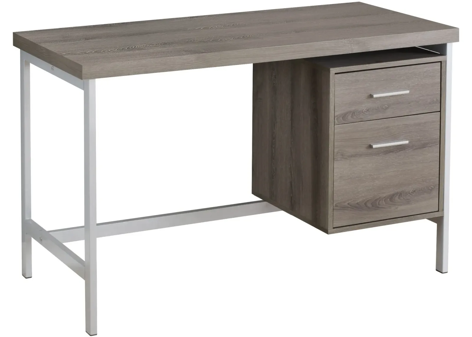 Computer Desk, Home Office, Laptop, Left, Right Set-Up, Storage Drawers, 48"L, Work, Metal, Laminate, Brown, Grey, Contemporary, Modern