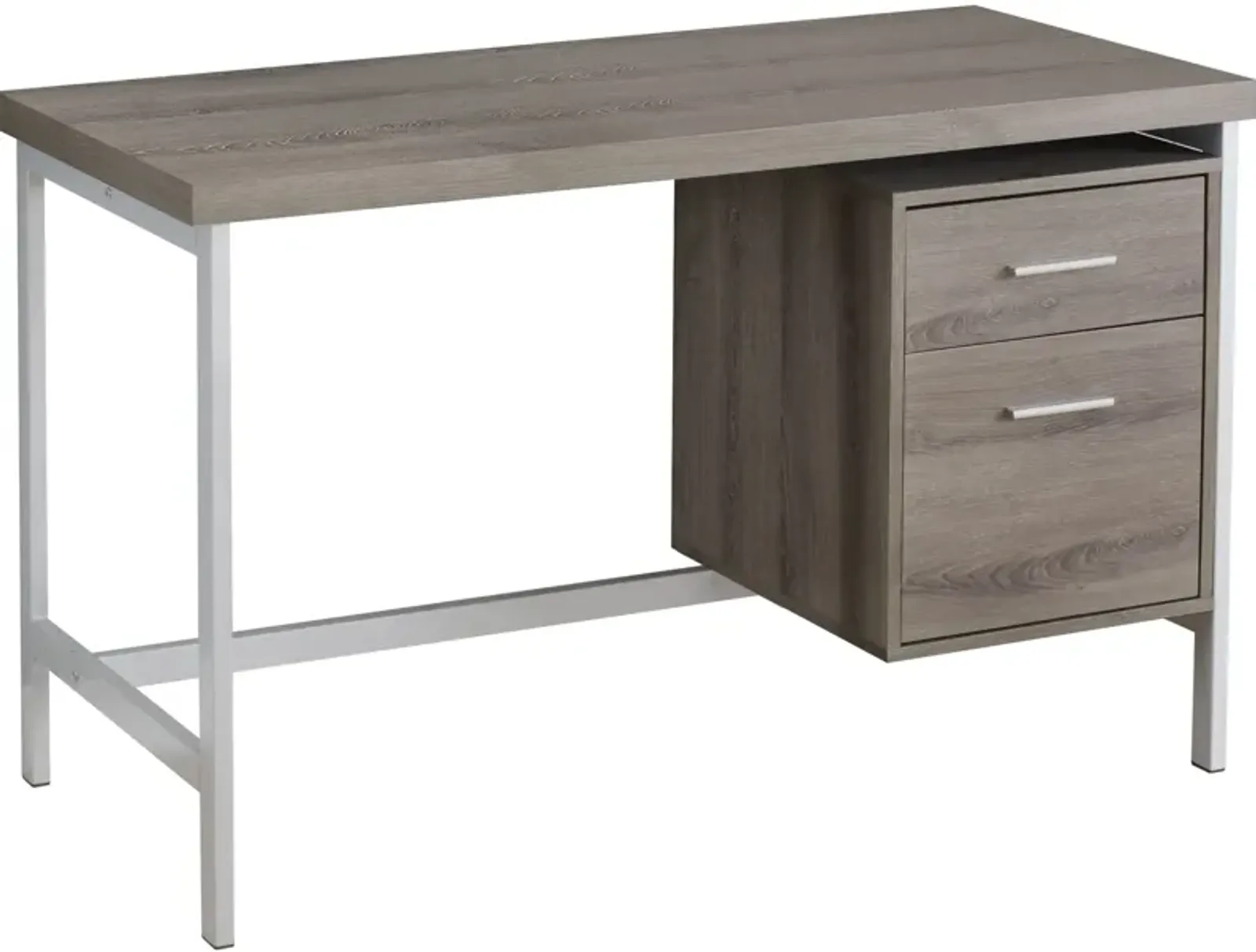 Computer Desk, Home Office, Laptop, Left, Right Set-Up, Storage Drawers, 48"L, Work, Metal, Laminate, Brown, Grey, Contemporary, Modern