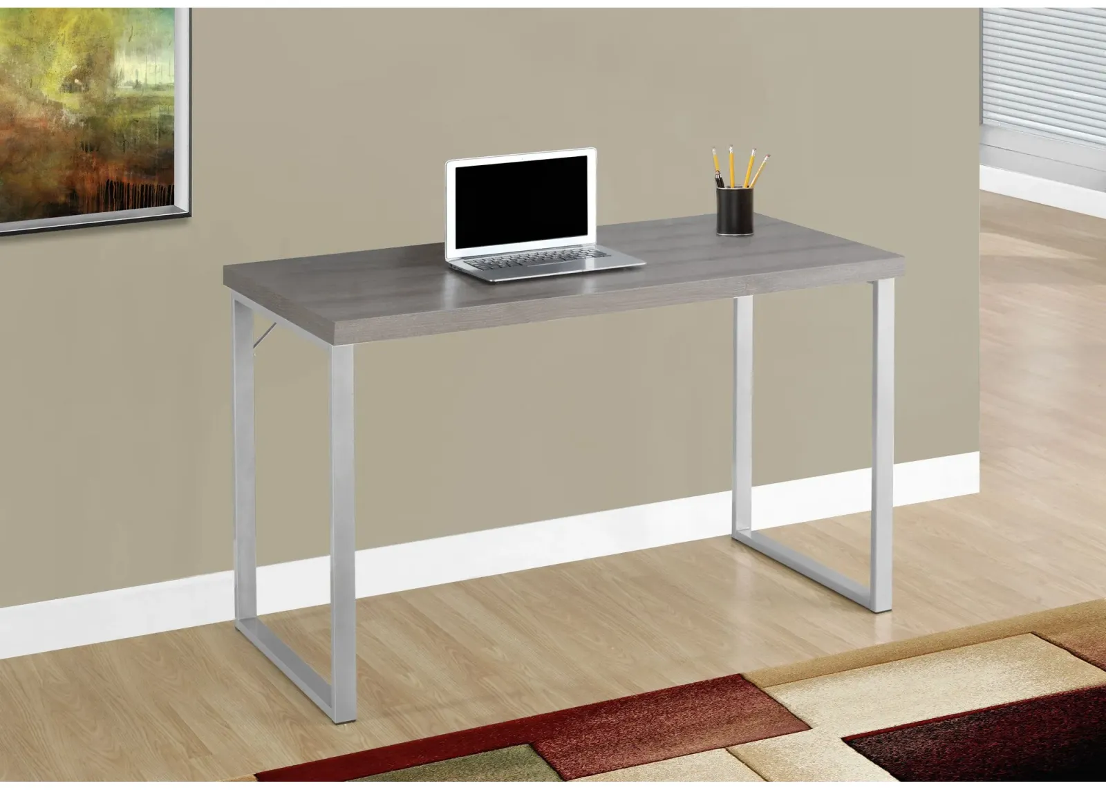 Computer Desk, Home Office, Laptop, 48"L, Work, Metal, Laminate, Brown, Grey, Contemporary, Modern