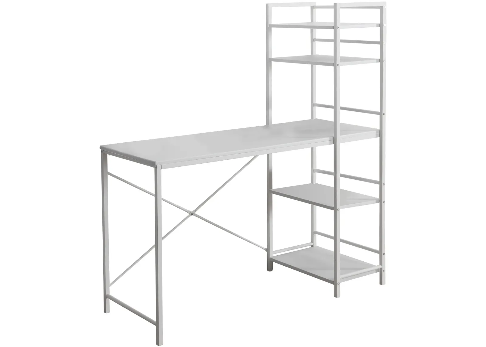 Computer Desk, Home Office, Laptop, Storage Shelves, 48"L, Work, Metal, Laminate, White, Contemporary, Modern