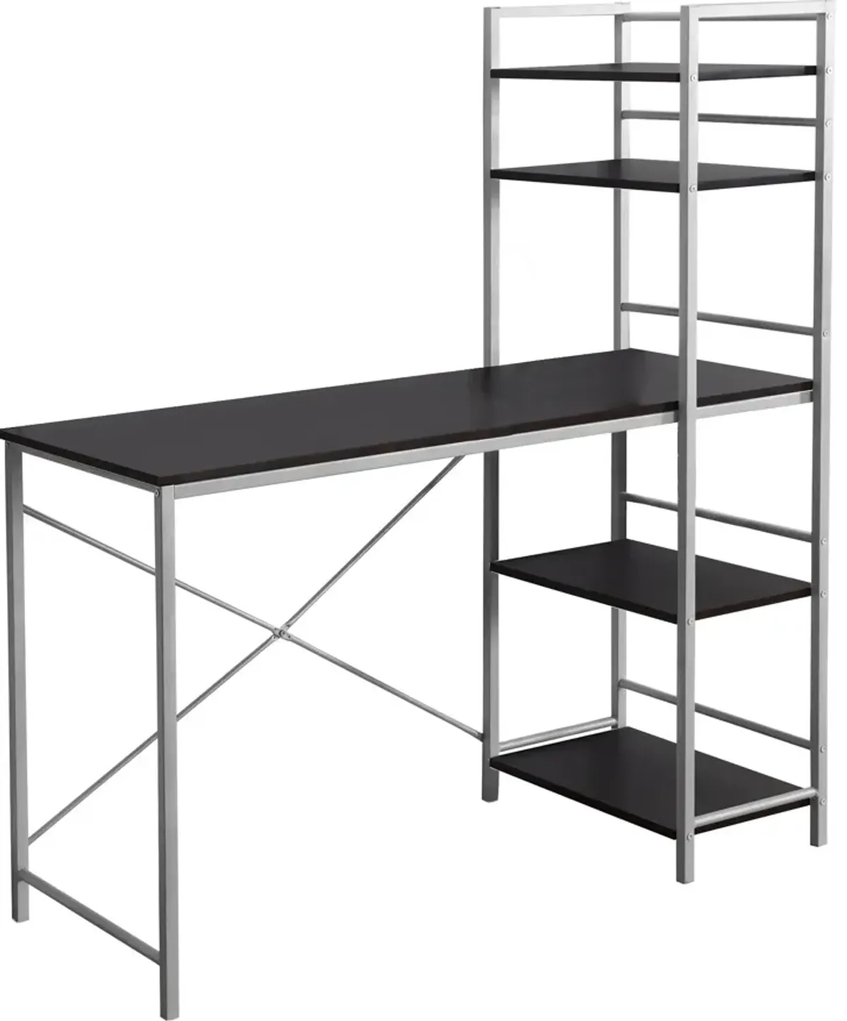 Computer Desk, Home Office, Laptop, Storage Shelves, 48"L, Work, Metal, Laminate, Brown, Grey, Contemporary, Modern