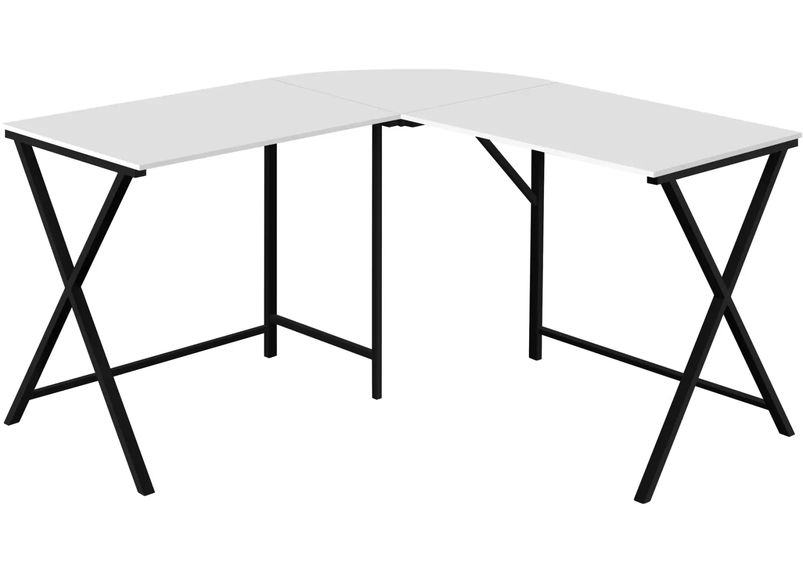 Computer Desk, Home Office, Corner, 55"L, L Shape, Work, Laptop, Metal, Laminate, White, Black, Contemporary, Modern