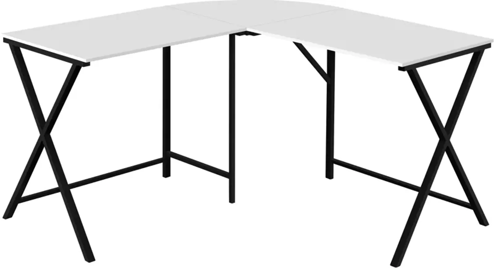 Computer Desk, Home Office, Corner, 55"L, L Shape, Work, Laptop, Metal, Laminate, White, Black, Contemporary, Modern